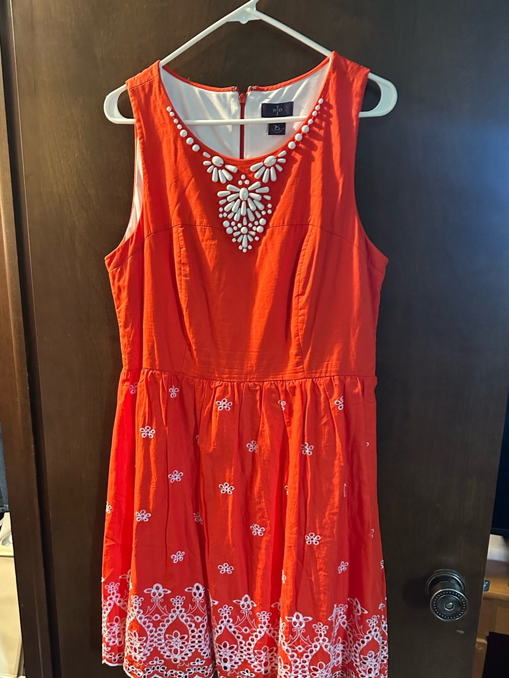 NYDJ Red Dress with White Bead Accents
